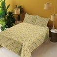 thumbnail image 2 of Ambesonne Bird Print Fitted & Flat Sheet with Sham 3 Pcs Set, Japanese Crane Pattern, Twin, Pale Earth Yellow, 2 of 5