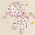 thumbnail image 2 of Coerni Toddler Baby Girl Fall Winter Outfits 6 12 18 24 Months Girl Long Sleeve Sweatshirt Tops Pants 2Pcs Clothes Set, 2 of 9