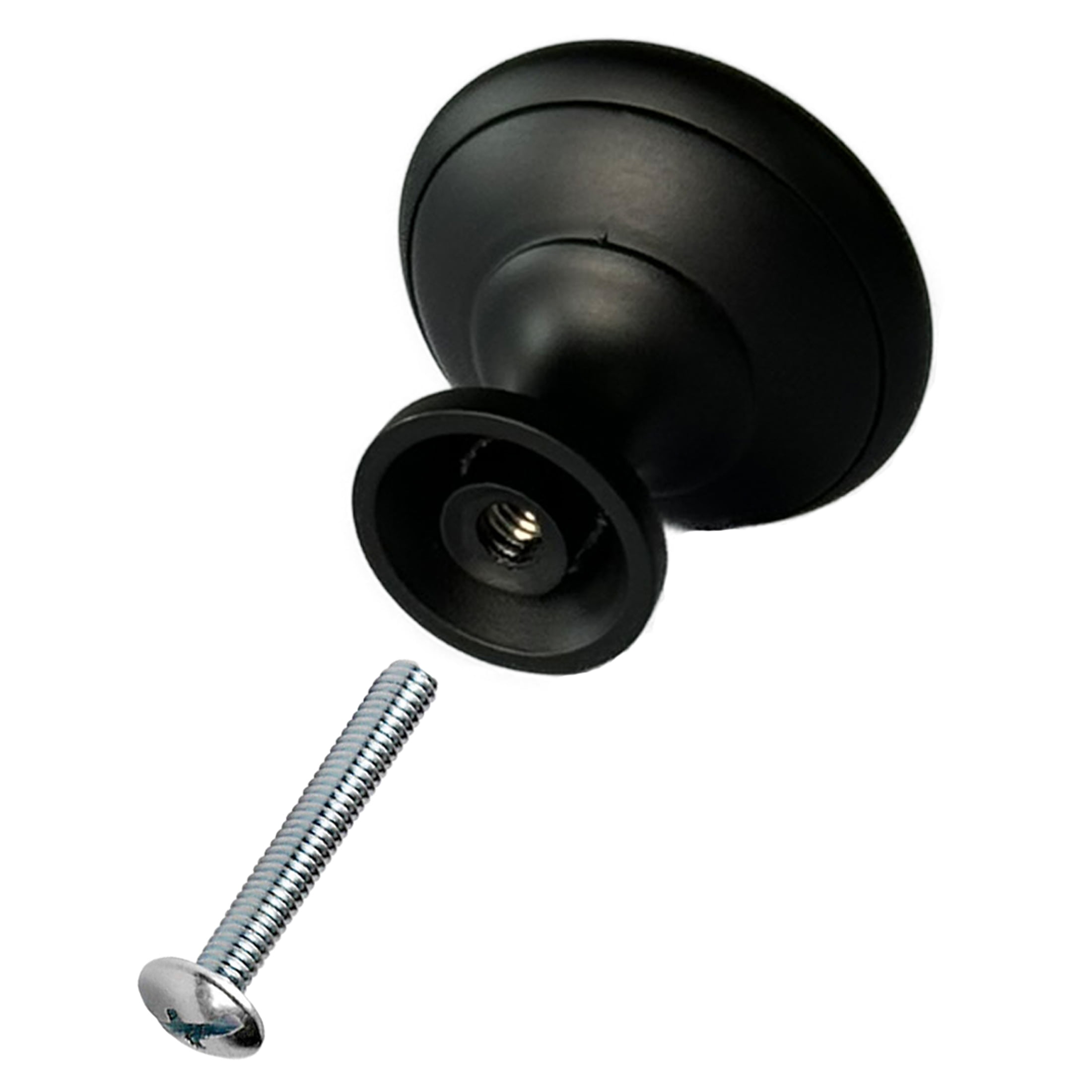 Mainstays Matte Black Round Mushroom Knob, Steel, 10 Pack