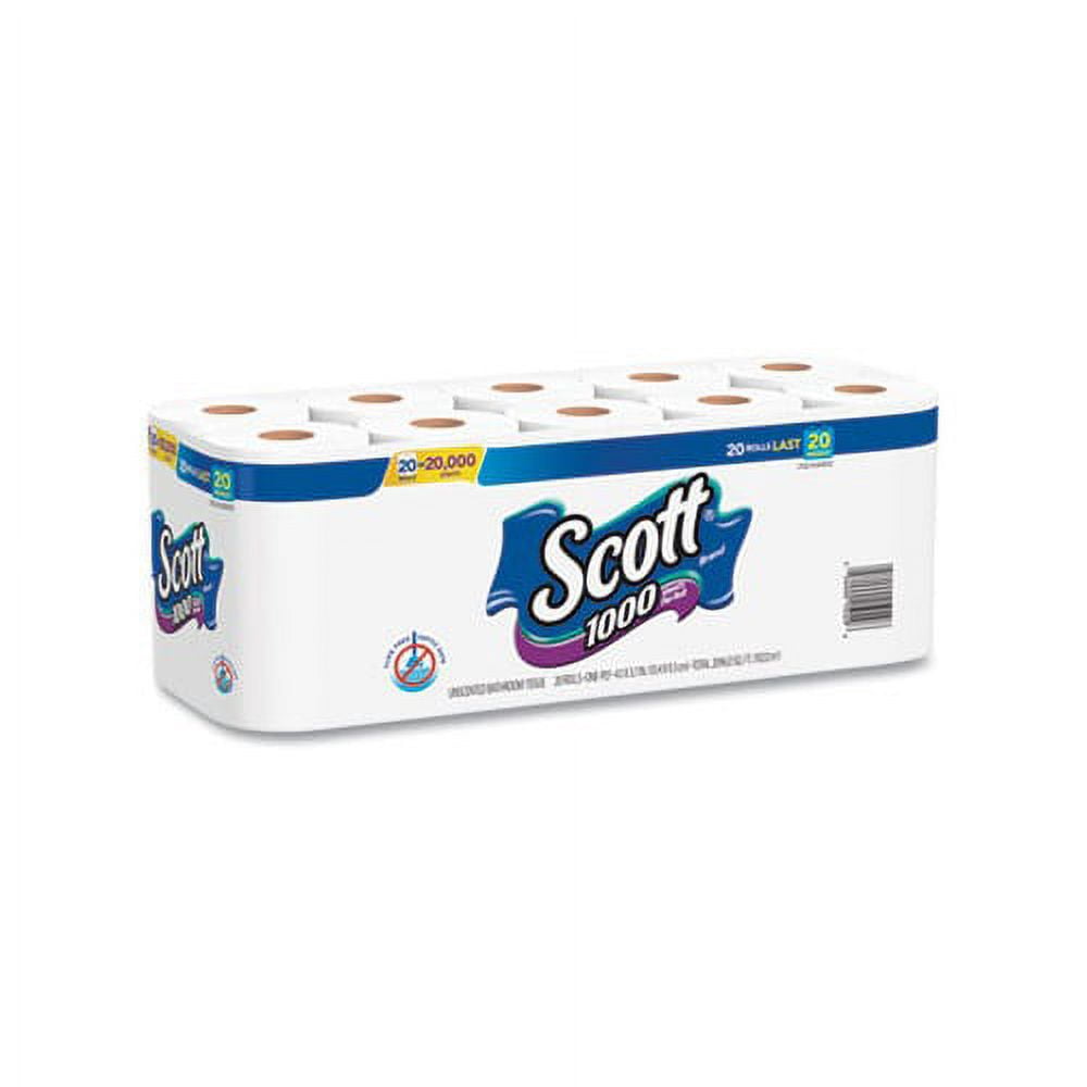 Scott Containers 1000 Bathroom paper Tissue Septic Safe, 1-Ply, White, 1000 Sheet/Roll, 20/Pack