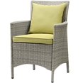 thumbnail image 2 of Side Dining Chair Armchair, Set of 4, Rattan, Wicker, Light Grey Gray Green, Modern Contemporary Urban Design, Outdoor Patio Balcony Cafe Bistro Garden Furniture Hotel Hospitality, 2 of 3