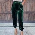thumbnail image 2 of GILIGEGE Women's Elastic Waist Ankle Length Velvet Joggers Pants Winter Regular Velvet Harem Pant High Waist Yoga Trousers Casual Track Cuff Stretch Trousers with Pockets Green XXL, 2 of 6