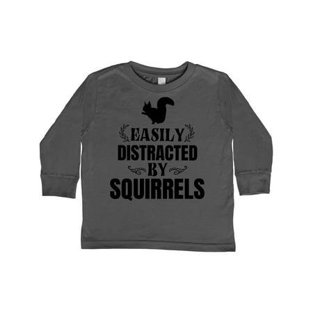

Inktastic Easily Distracted by Squirrels Gift Toddler Boy or Toddler Girl Long Sleeve T-Shirt