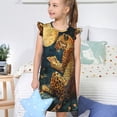 thumbnail image 4 of Fotbe Leopard Reading Tarot Cards Vestido de Dormir para Niñas de 3 a 10 Años, Mangas Cortas, Estilo Princesa, Pijama Camisón con Mangas Voladas-Small, 4 of 6