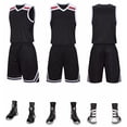 thumbnail image 4 of Conjunto de uniforme de baloncesto, camiseta estampada para hombres y mujeres, uniforme de equipo de competición deportiva de entrenamiento para niños, camiseta de estudiante universitario al, 4 of 5
