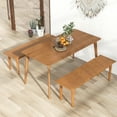 thumbnail image 2 of Gymax 2 PCS Solid Wood Dining Bench Entryway Bench w/ Rubber Wood Legs for Bedroom Oak, 2 of 9