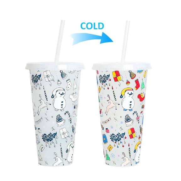 Magic Self-Changing Christmas Cup: 24oz Color Changing Tumbler with Lid & Straw - The Ultimate Stocking Stuffer Gift Idea for Christmas