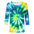 thumbnail image 5 of CYMMPU Blouses for Women Dressy Casual Crew Neck Fall Fashion Shirts Spring Tops Tie Dye Tunic Tops 3/4 Sleeve Loose Fit Ombre T-Shirts XXXL, 5 of 5