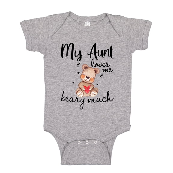 My Aunt Loves Me Beary Much Baby Bodysuit One Piece NB Athletic Heather