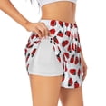 thumbnail image 3 of Lsque Ladybug On Blue Stripes Printed Women's Running Shorts with Liner Pockets,Elastic Quick Dry Workout Athletic Gym Yoga Shorts,Womens High Waist Shorts-Small, 3 of 9