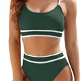 thumbnail image 3 of Baiways Women's Solid Color Strap Fashion Sexy High Waisted No Steel Bracket with Chest Pad Bikin Swimsuit, 3 of 6
