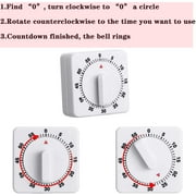 2 Pieces 60 Minute Kitchen Timer 1 Hour Visual Kitchen Clock Timer Mini Countdown Timer Loud Voice, Mechanical Timer for Kitchen, Homework, Exercise
