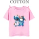 thumbnail image 3 of Camiseta de algodón para niños, camisetas de Disney Stitch y Mickey Mouse para niños, camisetas de verano a la moda, cuello redondo, camiseta informal de manga corta, 3 of 5