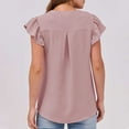 thumbnail image 6 of Brglopf Womens Tops Dressy Casual Ruffle Short Sleeve V Neck Textured Shirts 2025 Summer Work Business Blouses(Pink,S), 6 of 9