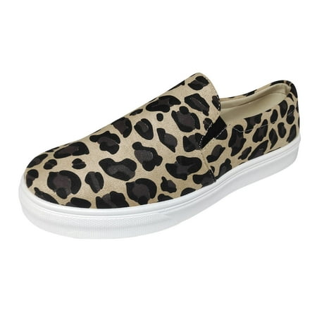 

Youmylove Women Fashion Cloth Leopard Printed Low Top Flat Large Size Casual Shoes Cozy Comfy Footwear