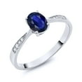 thumbnail image 2 of Gem Stone King 10K White Gold Blue Sapphire and White Diamond Engagement Ring for Women (0.63 Cttw, Gemstone September Birthstone, Oval 7X5MM, Available in Size 5, 6, 7, 8, 9), 2 of 5
