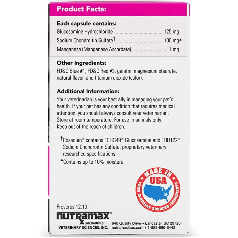 Nutramax Cosequin Joint Health Supplement for Cats - With Glucosamine and  Chondroitin, 55 Capsules, On Sale