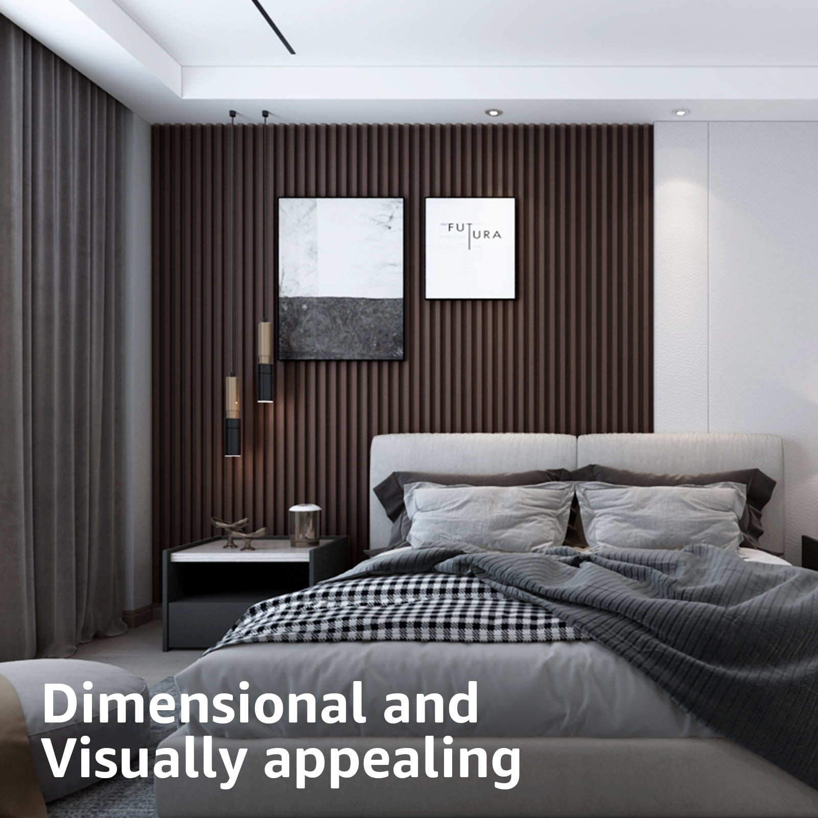 Art3d Slat Wall Panel,WPC Acoustic Diffuser 3D Wall Panel,8 Pieces 96x6 inch-Dark Brown(32 sq.ft/Case)