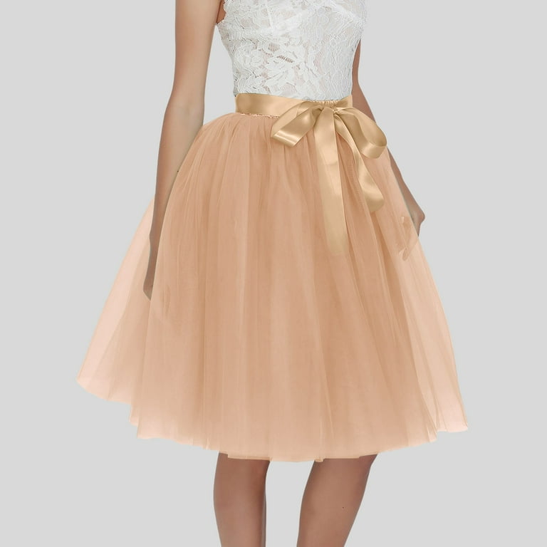vigerkar Women's Tulle Skirt Knee Length Layered Wedding Party Homecoming  Prom Dress Light Yellow, L - Walmart.com