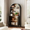thumbnail image 4 of MIDOQIN 5-Tier Black Arched Bookshelf, 61" Tall Arched Bookcase with Storage Shelves and Door, 4 of 13