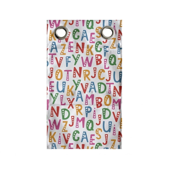 Alphabet Hanging Pocket Organizer, Energetic Bubbly Alphabet in a Random Order Whimsical Characters, Printed Polyester Storage Bag with Pockets, 9" x 16", Multicolor