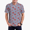 thumbnail image 3 of Balery Starfish Navy Blue Stripe Printed Men’s Short Sleeve Polo Shirt, Midweight Men's Shirt,Golf Polo shirts -4X-Large, 3 of 9