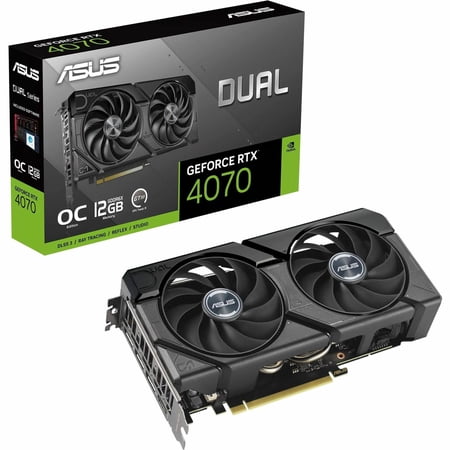 ASUS Dual GeForce RTX 4070 EVO OC Edition 12GB GDDR6X is designed for broad compatibility, with a 2.5-slot design, Axial-tech fan design, 0dB technology, Auto-Extreme Technology