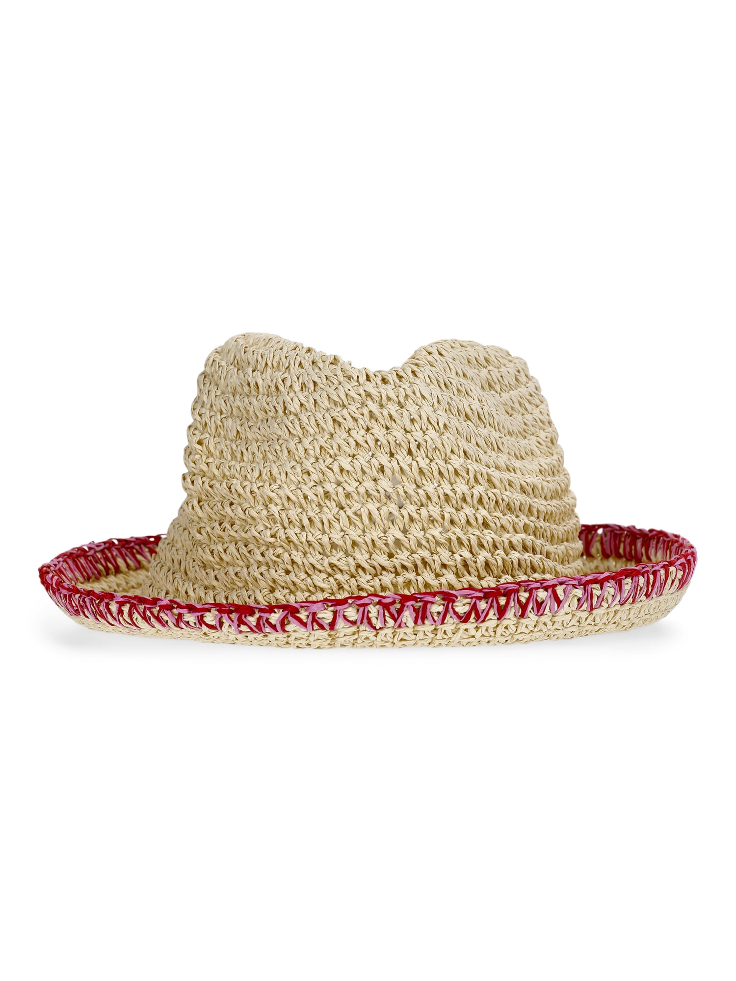 No Boundaries Straw Fedora, Women's, Pink