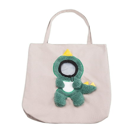 Frogued Pet Carrier Bag Extra Soft Breathable Adorable Large Capacity Adjustable Escape-proof Wearable Cute Bee-Shaped Pet Canvas Shoulder Carrying Bag Pet Supplies (Beige L)