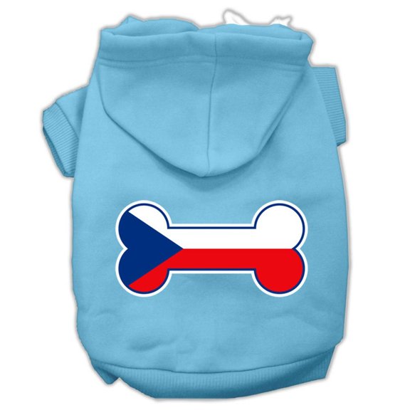 Pet, Dog Cat Hoodie Screen Printed, "Bone Shaped Czech Republic Flag"