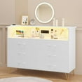 thumbnail image 4 of Faitaliicy 6 Drawers Dresser Wooden Dresser For Bedroom With Led Light & Charging Station Modern Chest Of Wide Drawers With 2-Tier Open Shelves Hallway TV Stand For Living Room Entryway Nursery, 4 of 7