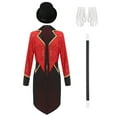 thumbnail image 3 of vastwit Womens Circus Ringmaster Tailcoat Shiny Sequins Open Front Jacket with Accessories Red XXL, 3 of 6