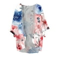 thumbnail image 4 of Cardigan For Women Trendy Floral Print 3/4 Sleeve Kimono Loose Fit Blouses Cover Up Chiffon Casual Open Front Shrugs, 4 of 4