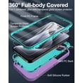 thumbnail image 4 of for iPhone 15 Pro Case, with Screen Protector, Port Protection, Full-Body Non-Slip Silicone Rubber Covered, Military Grade Drop-Proof Shockproof Cover Phone Case, Mint/Purple, 4 of 14