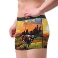 thumbnail image 2 of Balery Oil Painting Style Pasture Cow Calzoncillos bóxer para hombre, ropa interior de algodón suave y transpirable con cinturilla de nailon-Large, 2 of 5