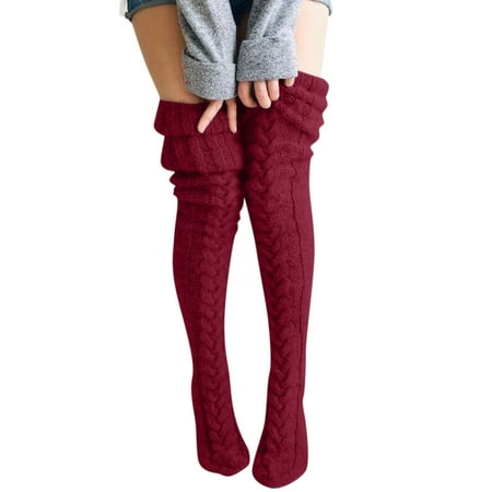 

Women Knit Leg Stocking Thigh Long Warmers Knee Cable Boot Socks Over Extra Socks
