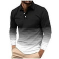 thumbnail image 2 of Tawop Men's & Big Men's Polo Shirts Printed Buttons Gradient Long Sleeve Pullover Shirts L, 2 of 7