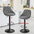 thumbnail image 1 of Modern Bar Stool Set of 2, Counter Height Barstools with Padded Back and Metal Footrest, Adjustable Velvet Swive Barstools for Kitchen Island, Home, Bar, Dining Room and Restaurant, Dark Gray, 1 of 9