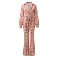 thumbnail image 4 of Aayomet Fall 2023 New Long Sleeve Plaid Print Casual Jumpsuit,A L, 4 of 5