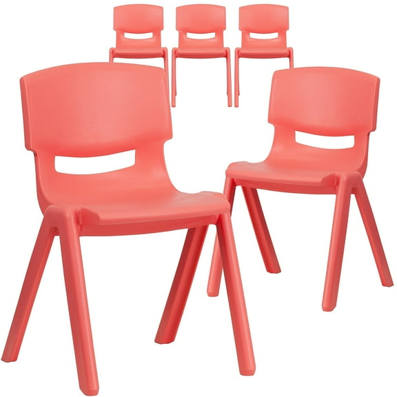 Red Plastic Stackable School Chair with 13.25" Seat Height, PK5