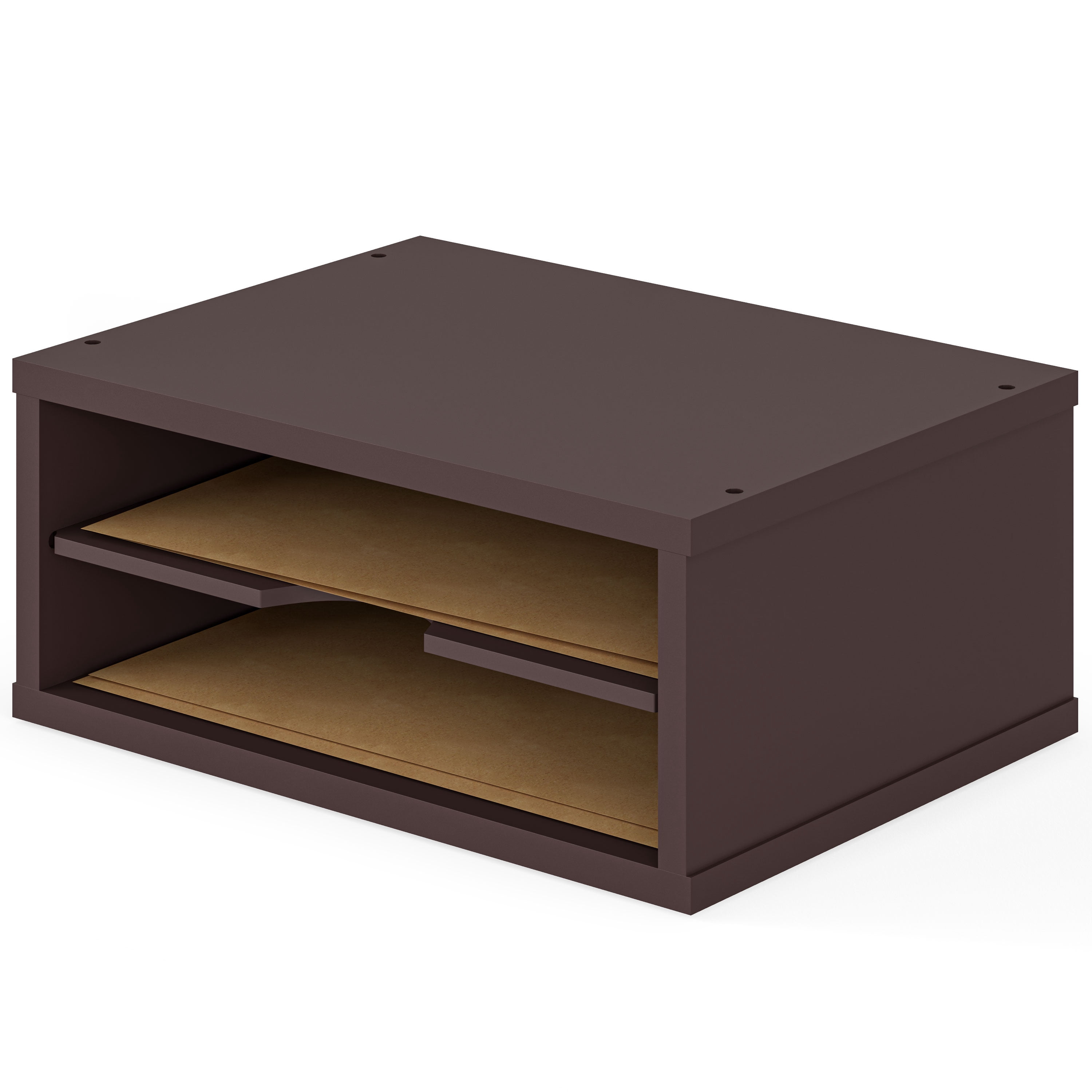 Ballucci File Organizer, 2-Tier Paper Sorter Letter Tray, Office Desk Organizer, Dark Brown
