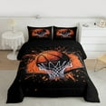 thumbnail image 3 of Feelyou Boys Cartoon Basketball Bedding Comforter Set, Black Orange Splatter Twin Comforter Sets, Eat Sleep Sports Reversible Bedding Set, Breathable Home Decor, 2 Pieces, 3 of 9