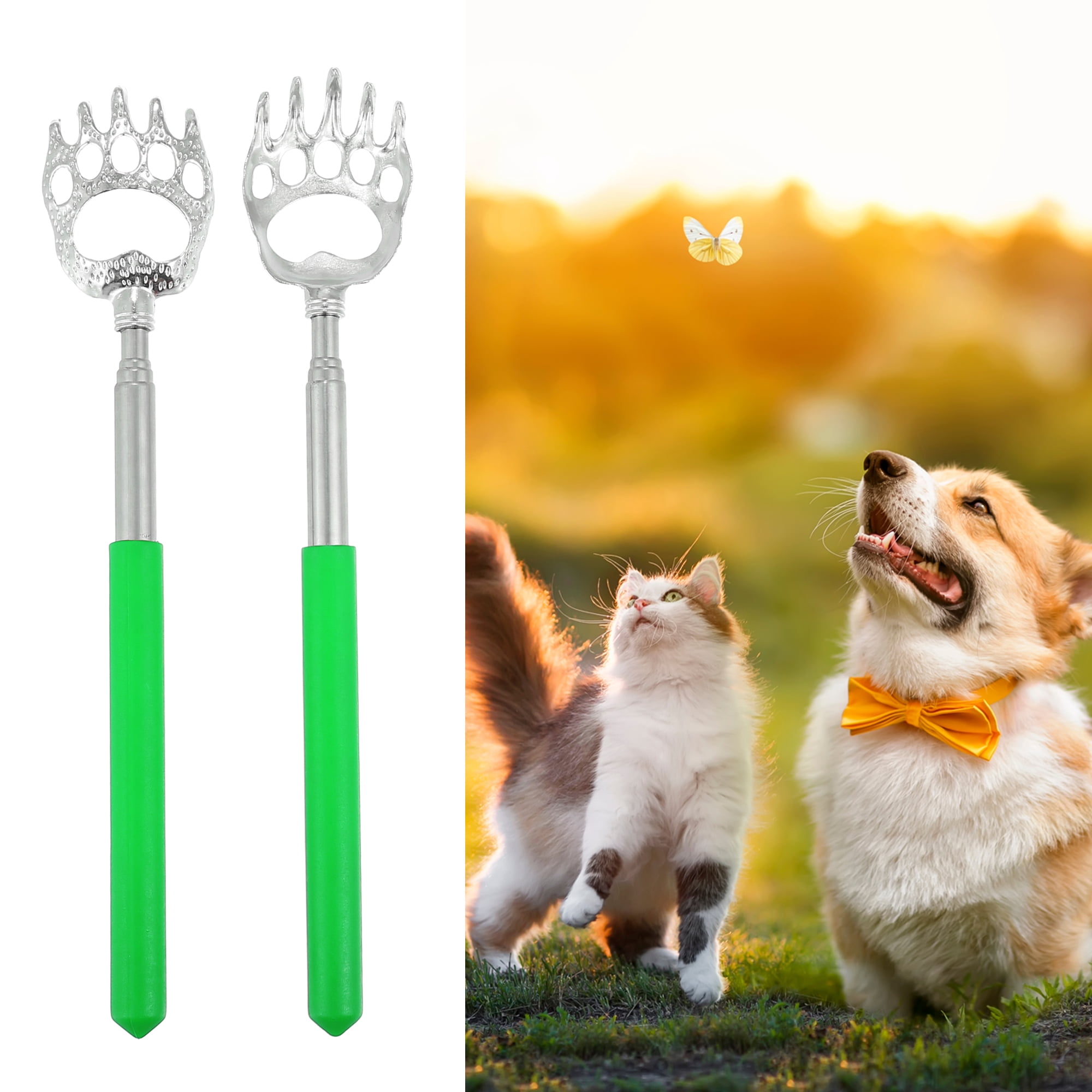 Unique Bargains 2 Pcs Extendable Bear Claw Stainless Steel Green