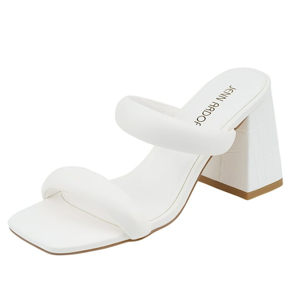 JENN ARDOR Women's Heeled Sandals Chunky Heel Square Toe Strappy Mules