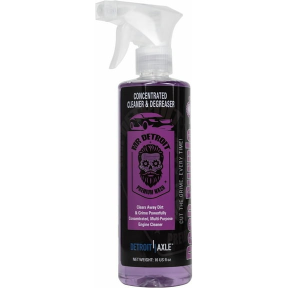 Mr. Detroit - Deep Purple Degreaser 16oz Bottle with Sprayer, Heavy-duty All-purpose Cleaner for Engines, Tires & More, Breaks Down Grease, Oil & Grime - 16 fl oz