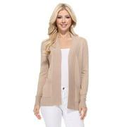 YEMAK Women's Knit Cardigan Sweater – Long Sleeve Open Front Basic Classic Casual Soft Lightweight Knitted Shrug with Pocket