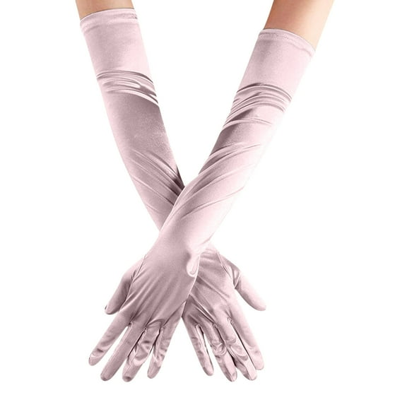 SUXIAN Elegant Women Long Satin Wedding Party Gloves for and Carnival Celebrations Rose Gold One Size