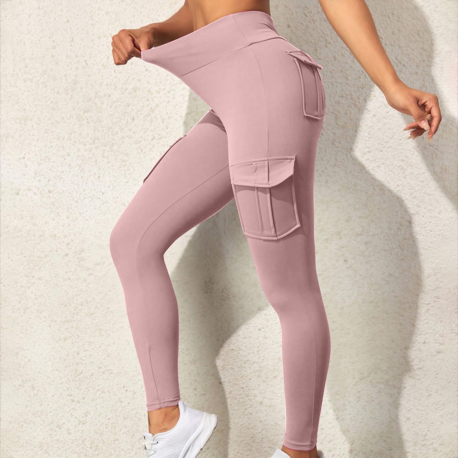 DeHolifer Cargo Leggings with Pockets for Women High Waisted Elastic Yoga  Lounge Pants Workout Running Yoga Leggings Black 2XL