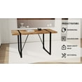 thumbnail image 5 of 55" Dining Table, Modern Rural Industrial Rectangular MDF Dark Wood, 4-6 People, 1.5" Thick Engineering Wood Tabletop and Black Rectangular Metal Legs, for Home & Kitchen, 5 of 9