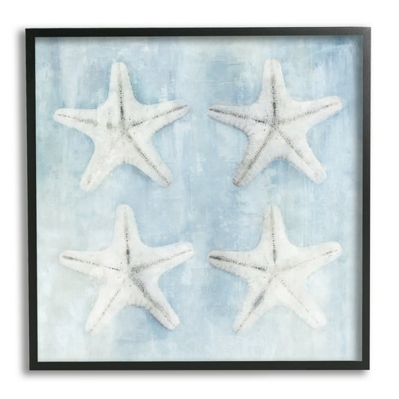 Stupell Aquatic Starfish Soft Blue Coastal Landscape Painting Black Framed Art Print Wall Art